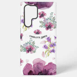 chic floral foliage purple blooming flowers samsung galaxy hoesje