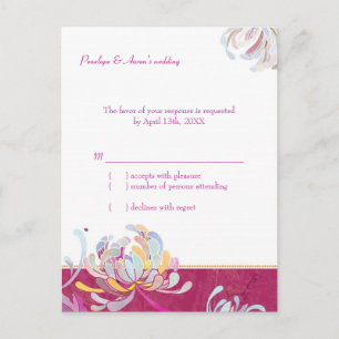 Chic Floral Fuchsia Wedding RSVP Uitnodiging Briefkaart