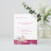 Chic Floral Fuchsia Wedding RSVP Uitnodiging Briefkaart (Staand voorkant)