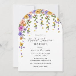 Chic Floral Garden Bridal Tea Party Invitation Kaart