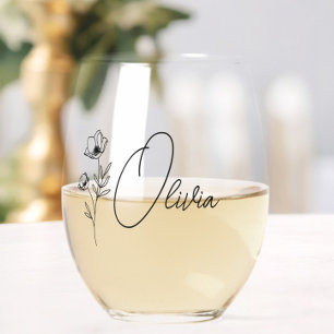 Chic Floral gepersonaliseerde bruidsmeisje voorste Wijnglas Zonder Voet