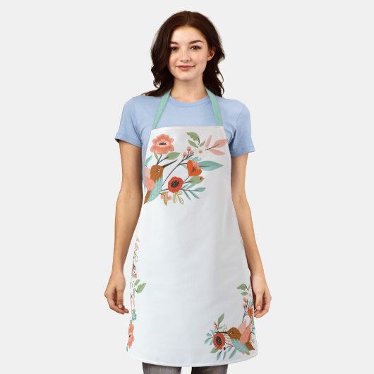Chic Floral Girly Hummingbird Design White Schort (Gedragen)