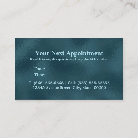 Chic floral glittery Blauwgroen Turquoise gold mon Afsprakenkaartje (Achterkant)