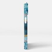 Chic floral glittery Blauwgroen Turquoise gold mon iPhone Hoesje (Rechterkant)