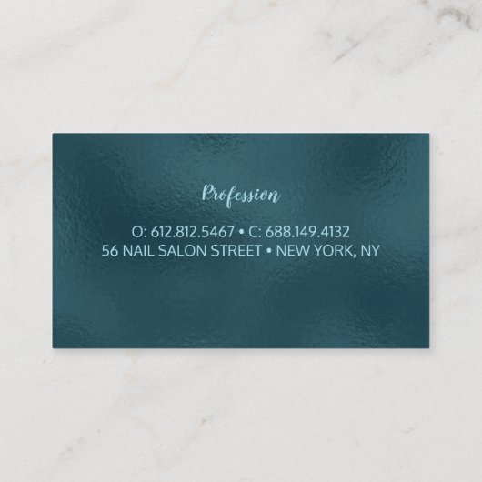 Chic floral glittery Blauwgroen Turquoise gold mon Visitekaartje (Achterkant)