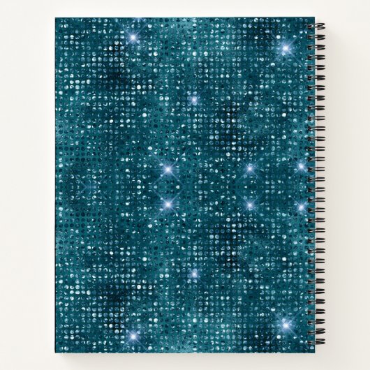 Chic floral glittery Gold Turquoise blauwgroen mon Notitieboek (Achterkant)