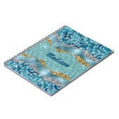 Chic floral glittery Gold Turquoise blauwgroen mon Notitieboek (Linkerzijde)