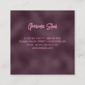 Chic floral glittery Paars roze Silver Monogram Vierkante Visitekaartje (Achterkant)