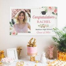 Chic Floral Gold Afstuderen Celebration Foto