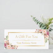 Chic Floral Gold Beauty Salon Gift Certificate (Staand voorkant)