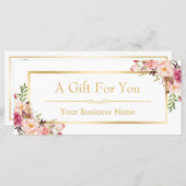 Chic Floral Gold Beauty Salon Gift Certificate (Voorkant / Achterkant)