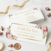 Chic Floral Gold Beauty Salon Gift Certificate