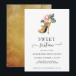 Chic Floral Gold Heels Sweet 16 Birthday Kaart<br><div class="desc">Moderne, elegante, Chic Floral Gold Heels Sweet 16 Birthday Party Invitation met onze glamoureuze glitzy waterverf Gold high heel hak omgeven door roze en groene tropische bloemen. De achtergrond is een luxueuze waterverf goudwas. Eenvoudig aan te passen met je gegevens voor een simpele 16e verjaardagsfeestuitnodiging. Neem contact met ons op...</div>
