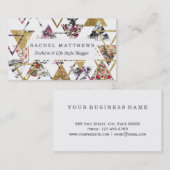 Chic Floral Gold Marble Geometric Triangles Visitekaartje (Voorkant / Achterkant)