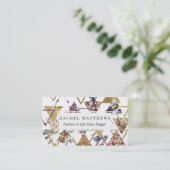 Chic Floral Gold Marble Geometric Triangles Visitekaartje (Staand voorkant)