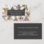 Chic Floral Gold Marble Geometric Triangles Visitekaartje (Voorkant / Achterkant)