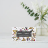 Chic Floral Gold Marble Geometric Triangles Visitekaartje (Staand voorkant)