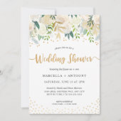 Chic Floral Gouden Paar Trouwdouche Kaart (Voorkant)