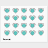 Chic Floral Gray Paisley Pattern & Blue Monogram Hart Sticker (Vel)