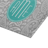 Chic Floral Gray Paisley Pattern & Blue Monogram Snijplank (Hoek)