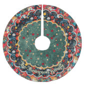 Chic Floral green red Christmas personalized Kerstboom Rok (Voorkant)