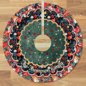 Chic Floral green red Christmas personalized Kerstboom Rok