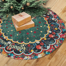 Chic Floral green red Christmas personalized Kerstboom Rok