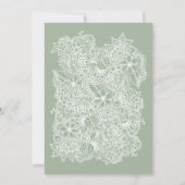 Chic floral groene witte moderne bruiloft kaart (Achterkant)