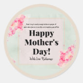 Chic  Floral Happy Moederdag Quote Ronde Sticker (Voorkant)