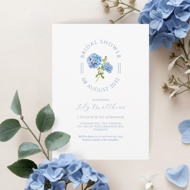 Chic Floral Hydrangea Bridal Shower Invitation (Creator heeft geüpload)