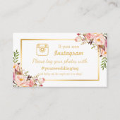 Chic Floral Instagram Hashtag Wedding Insert Kaart (Voorkant)