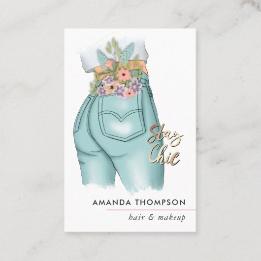 Chic Floral Jeans Visitekaartje (Voorkant)