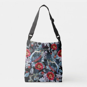 Chic Floral Kingfisher Birds Crossbody Tas