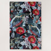 Chic Floral Kingfisher Birds Legpuzzel (Verticaal)