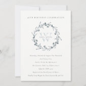 Chic Floral Laurel Wreate any Age Birthday Invite Bedankkaart (Voorkant)