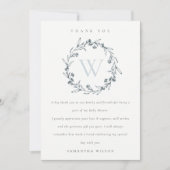 Chic Floral Laurel Wreath Monogram Baby shower Bedankkaart (Voorkant)