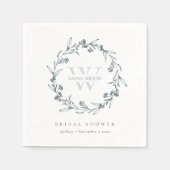 Chic Floral Laurel Wreath Monogram Vrijgezellenfee Servet (Voorkant)