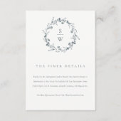 Chic Floral Laurel Wreath Monogram Weddenschap Det Informatiekaartje (Voorkant)