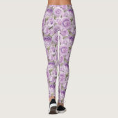 Chic Floral Lavender en Paars Roos Patroon Leggings (Achterkant)