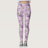 Chic Floral Lavender en Paars Roos Patroon Leggings (Voorkant)