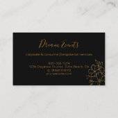 Chic Floral Line Drawing Black Gold Event Planner Visitekaartje (Achterkant)