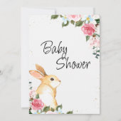 Chic Floral Little Bunny Baby shower Invitation Kaart (Achterkant)