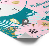 Chic Floral Magical Unicorn Girly Birthday Welkom Poster (Hoek)
