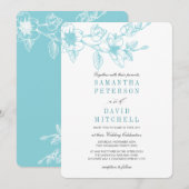 Chic Floral Magnolia Branch | Bleek blauw | Wedden Kaart (Voorkant / Achterkant)