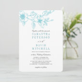 Chic Floral Magnolia Branch | Bleek blauw | Wedden Kaart (Staand voorkant)