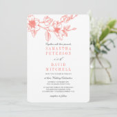 Chic Floral Magnolia Branch | Koraal | Weddenschap Kaart (Staand voorkant)