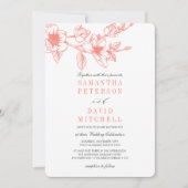 Chic Floral Magnolia Branch | Koraal | Weddenschap Kaart (Voorkant)