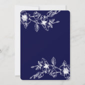 Chic Floral Magnolia Branch Navy Blue GOLD Wedding Kaart (Achterkant)