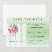 Chic Floral Mason Jar Wedding Save the Date (Voorkant / Achterkant)