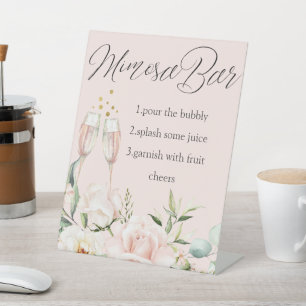 Chic Floral Mimosa streepjesbord, modern vrijgezel Reclamebord Met Voetstuk